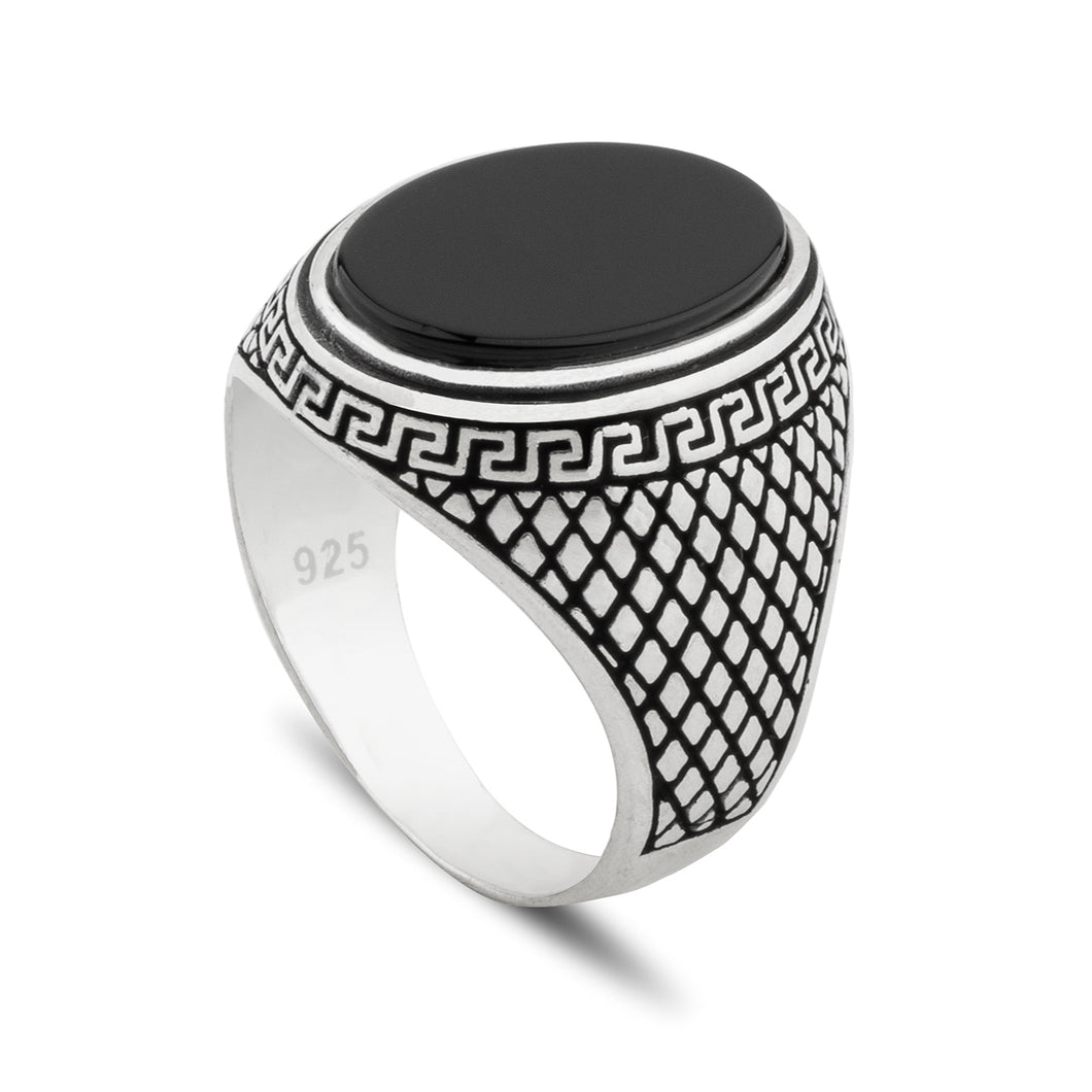 Mens 925 Sterling Silver Ring Size 10.5 Black Onyx Handmade