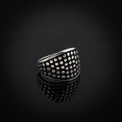 Retro Style Shield Shaped Oxidized Sterling Silver Ring for Men