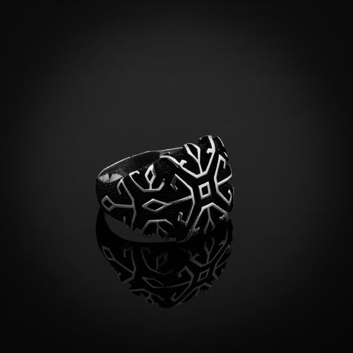 Gothic Black Color Sterling Silver Signet Ring for Men