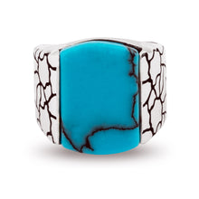 Load image into Gallery viewer, Sterling silver ring men large antique turquoise stone gemstone formal ring Turkish pebble ottoman jewelry statement continuous style stylish middle finger